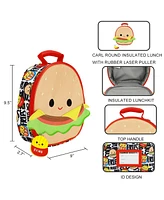 Squishmallows Carl The Cheeseburger 9.5" Lunch Tote With Carl and Floyd Keychains