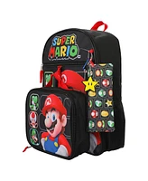 Super Mario Bros Character Grid 16" Youth 5-Piece Backpack Set