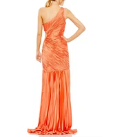 Women's Side Cut-Out One-Shoulder Pleated Gown