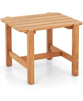 Patio Teak Wood Side Table with Slatted Tabletop for Yard