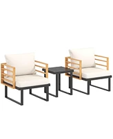 Outsunny Metal Outdoor Bistro Set, Small Patio Set with Cushions,