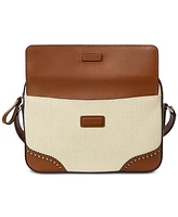 Lauren Ralph Lauren Straw & Leather Small Marcy Camera Bag