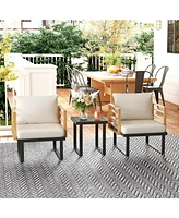 Outsunny Metal Outdoor Bistro Set, Small Patio Set with Cushions,