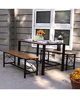 4-Person Solid Wood Rectangle Patio Dining Table - For Indoor or Outdoor Use - 47.25" W x 31.25" D