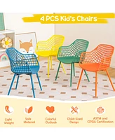 4 Pieces Kids Chairs with Curved Backrest and Ergonomic Armrests