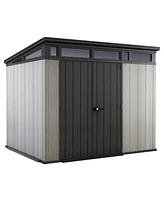 Keter Artisan 9x7 Foot Large Outdoor Shed with Floor with Modern Design, Grey