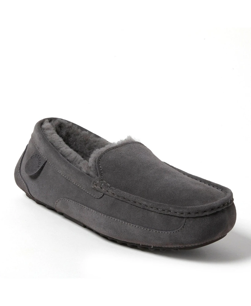 Dearfoams Men's Fireside By Melbourne Genuine Shearling Moccasin Slipper