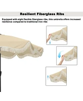 9 ft. Unique Design Crank Outdoor Market Umbrella Beige with Full Fiberglass Rib and Base