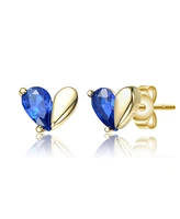 GiGiGirl Sterling Silver 14K Gold Plated with Colored Cubic Zirconia Heart Stud Earrings