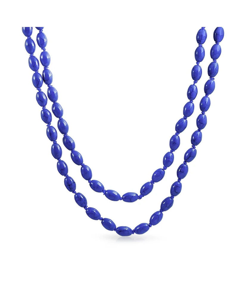 Bling Jewelry Extra Long Beaded Seed Oval Strand Necklace in Purple Red Blue Turquoise 50 Inch