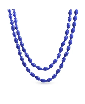 Bling Jewelry Extra Long Beaded Seed Oval Strand Necklace in Purple Red Blue Turquoise 50 Inch