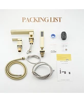 Waterfall Roman Tub Faucet with Hand Shower,Deck Mount Black Bathtub Faucets Brass Filler Bathroom Shower, Brushed Gold