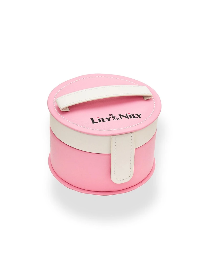 Lily Nily Girls Pink and White Jewelry Travel Mirror Storage Box