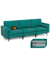 Modular 3-Seat L-Shaped Sectional Sofa Couch with Socket Usb Port