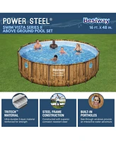 Bestway Power Steel Swim Vista 16' x 48" Round Above Ground Swimming Pool Set