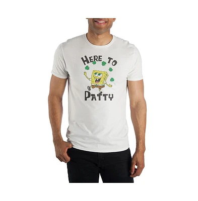 Spongebob Squarepants Cartoon Here to Patty White Graphic Tee