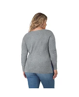 Plus Size Split Side Loose Long Sleeve V-Neck Pullover Cashmere Sweater