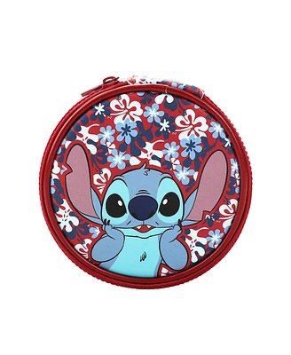 Disney Stitch Hibiscus Print Round Blue 5" Travel Box Organizer