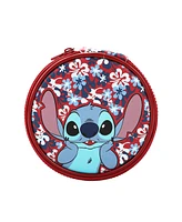 Disney Stitch Hibiscus Print Round Blue 5" Travel Box Organizer