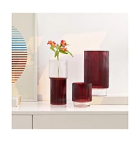 Zinc, Fluted Glass Vase Set 3