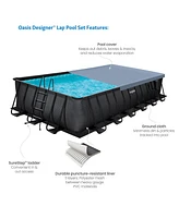 Funsicle 24'x12'x52" Oasis Rectangle Outdoor Above Ground Swimming Pool, Black