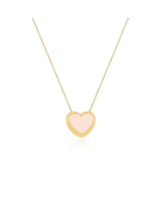 The Lovery Pink Pearl Puffy Heart Necklace 14K Gold