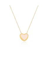 The Lovery Pink Pearl Puffy Heart Necklace 14K Gold