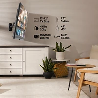 ProMounts Premium Articulating Tv Wall Mount for Heavy Duty Tv for 17-42 Inch Flat and Curved Tv Screens, Holds Up to 44 lbs Max Vesa 200x200