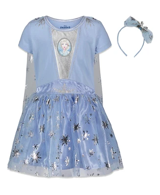 Disney Frozen Princess Anna Elsa Girls Gown and Headband Toddler to Big Kid