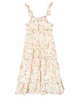 Rare Editions Little and Toddler Girls 2-Piece Textured Floral Maxi Dress with Bag Set