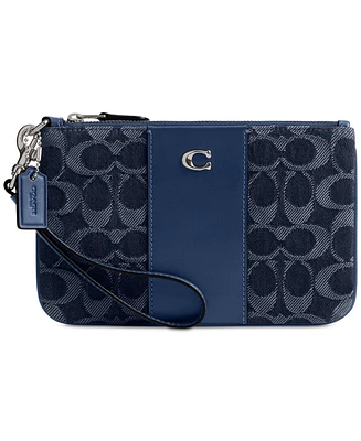 Coach Essential Small Wristlet in Signature Denim