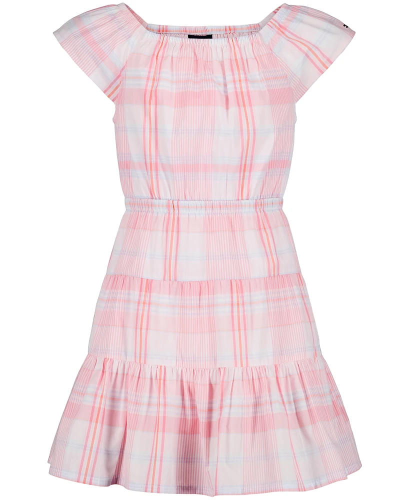 Tommy Hilfiger Big Girls Tiered Flutter Sleeve Dress