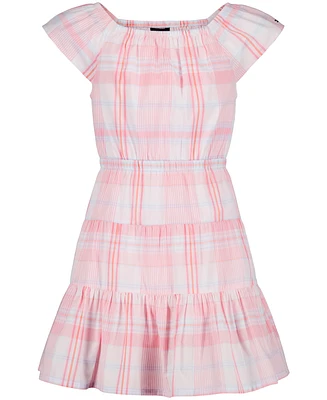 Tommy Hilfiger Big Girls Tiered Flutter Sleeve Dress