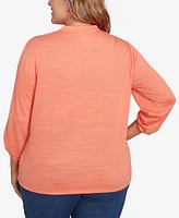 Ruby Rd. Plus Soft Relaxed Textured V-Neck Trim Top