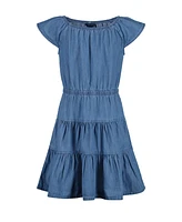 Tommy Hilfiger Toddler and Little Girls Denim Tiered Flutter Sleeve Dress