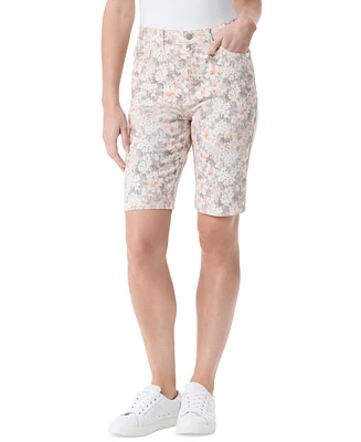 Gloria Vanderbilt Women's Amanda Floral-Print Denim Bermuda Shorts