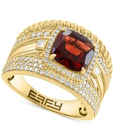 Effy Garnet (2-1/5 ct. t.w.) & Diamond (5/8 ct. t.w.), Multirow Statement Ring in 14k Gold-Plated Sterling Silver