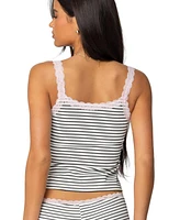 Edikted Womens Sofi Striped Ribbed Tank Top