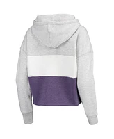 Women's '47 Heathered Gray Los Angeles Lakers Lizzy Cutoff Pullover Hoodie