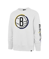Men's '47 Brand White Brooklyn Nets 2022/23 City Edition Two-Peat Headline Pullover Sweatshirt