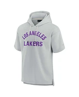 Men's and Women's Fanatics Signature Gray Los Angeles Lakers Super Soft Fleece Short Sleeve Pullover Hoodie