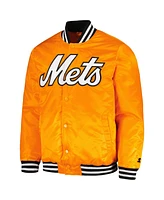 Men's Starter Orange New York Mets Cross Bronx Fashion Satin Full-Snap Varsity Jacket