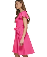 Calvin Klein Women's Flutter-Sleeve Tie-Waist Dress