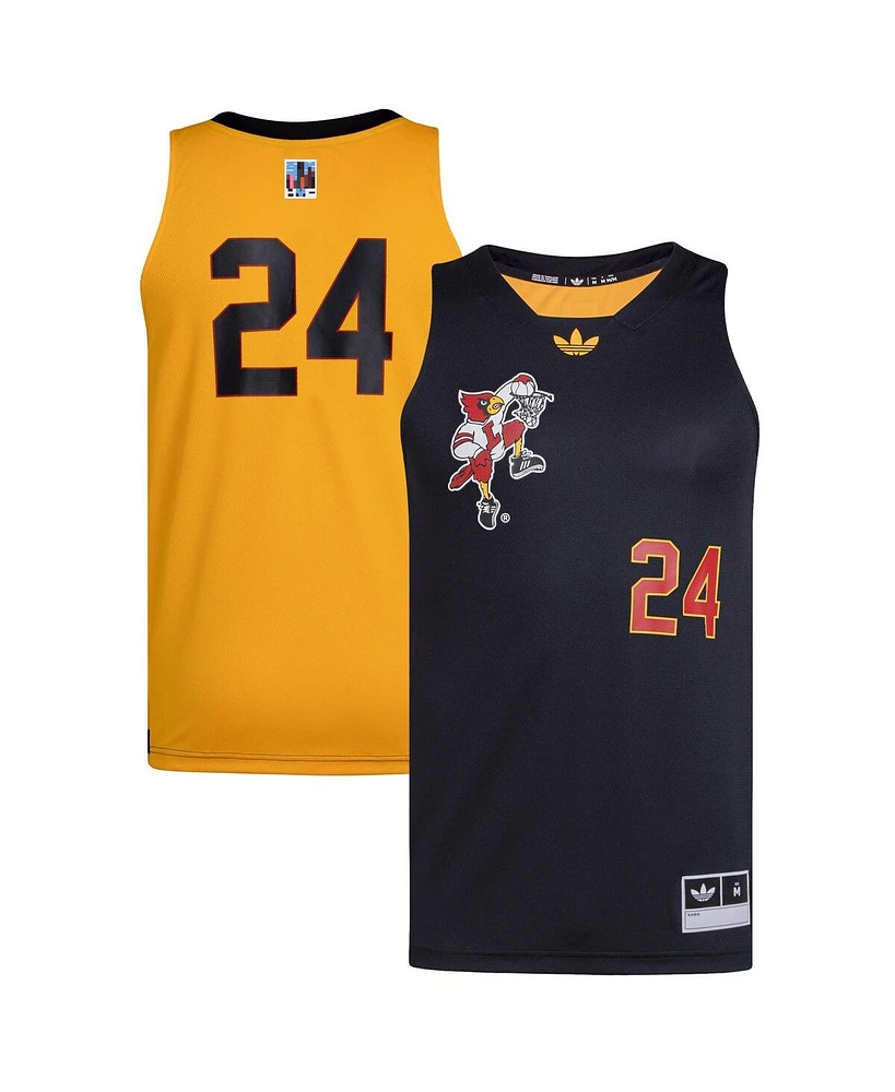 Adidas Men's 24 Black/Gold Louisville Cardinals Black History Month Basketball Jersey