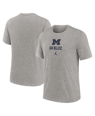 Jordan Men's Heather Gray Michigan Wolverines Campus Stack Tri-Blend T-Shirt