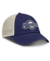 Nike Men's Navy/Natural Milwaukee Brewers Cooperstown Collection Club Trucker Adjustable Hat