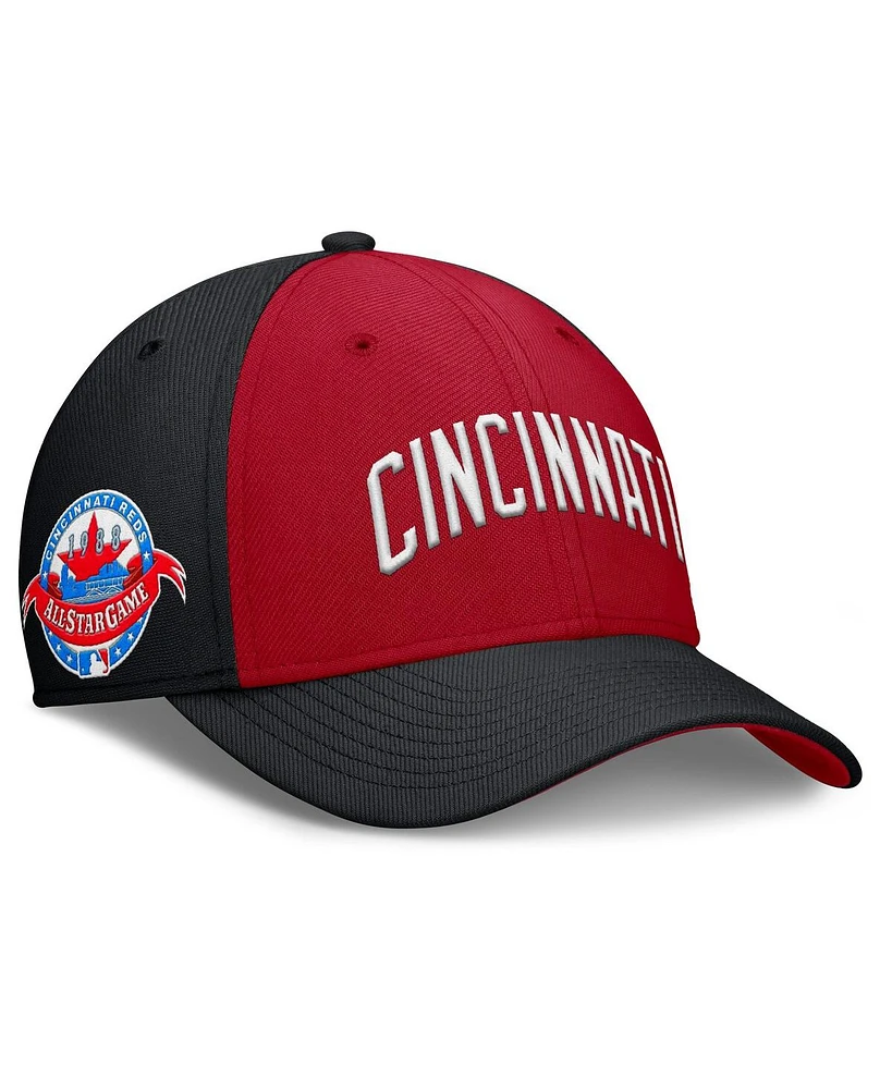 Nike Men's Black/Red Cincinnati Reds Rise Swoosh Performance Flex Hat