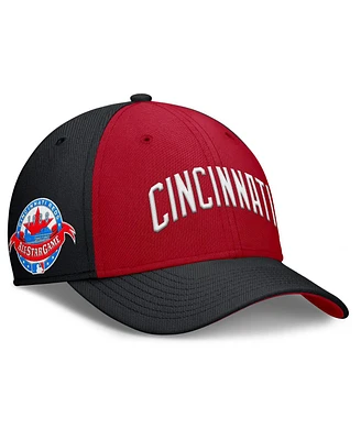 Nike Men's Black/Red Cincinnati Reds Rise Swoosh Performance Flex Hat