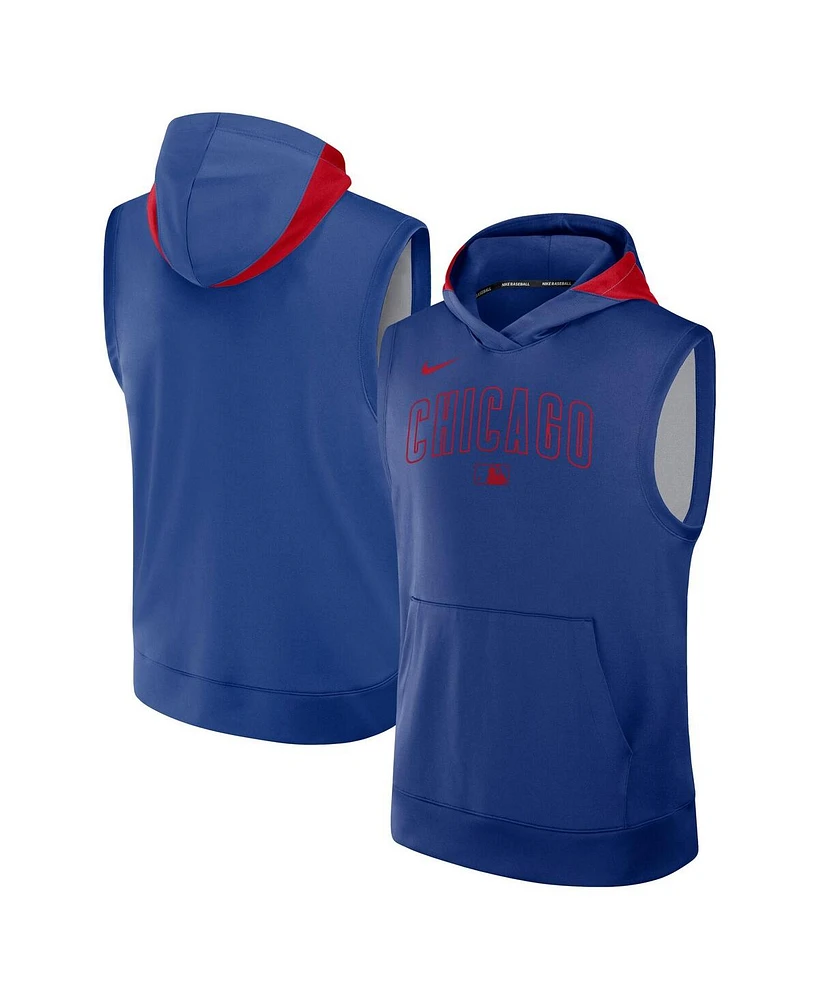 Nike Men's Royal Chicago Cubs Authentic Collection Performance Sleeveless Pullover Hoodie