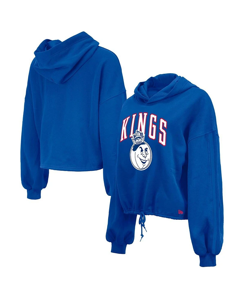New Era Women's Blue Sacramento Kings 2024/25 City Edition Cropped Pullover Hoodie